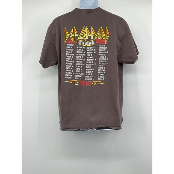 Def Leppard 2018 Rock Brigade Tour T-Shirt Delta Pro Weight XL Brown 100% Cotton - Picture 4 of 4